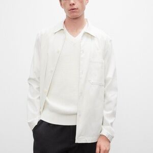 Long Slv Textured Stndrd Workshirt - New With Tags - NEVER WORN - Blanc de Blanc